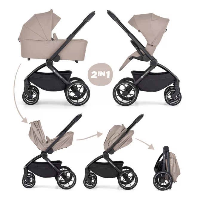 Petite & Mars SCOUT 2 az 1-ben Cappuccino Cream Kombinált Babakocsi - Prémium Kényelem, Sokoldalú Megoldás, Babával Való Mindennapokra
