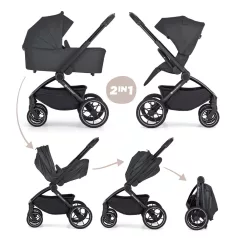   Petite & Mars SCOUT 2 az 1-ben Antracit Hold Kombinált Babakocsi - Prémium Kényelem, Sokoldalú Megoldás, Babával Való Mindennapokra