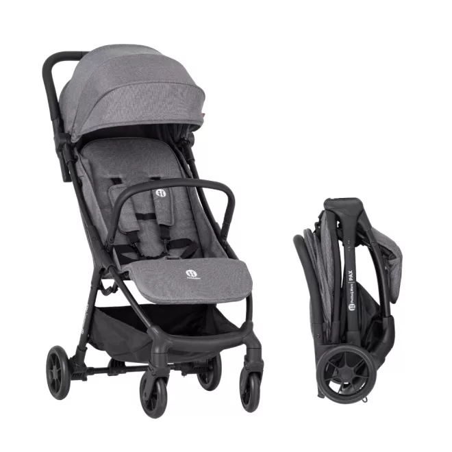 Petite & Mars Pax Ultimate Grey Sport Babakocsi Újszülött Kortól, Könnyű Városi Babakocsi Kompakt Összecsukással