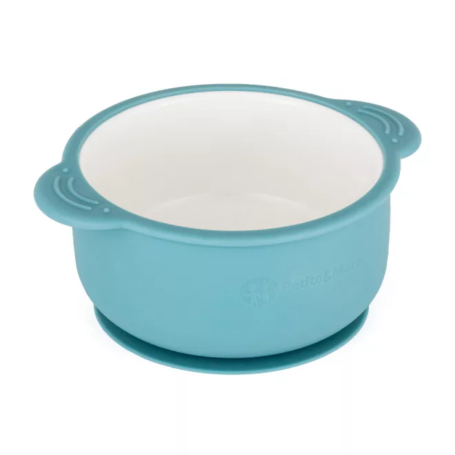 Petite & Mars Kerámia Tálka Szilikon Borítással Teal Blue – Csúszásgátló Szilikon Borítással