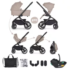 Petite & Mars Kombinált Babakocsi Scout 3 az 1-ben Cappuccino Krém + Core Pro i-Size – NaturalBabyShop részletes termékkép és vásárlási információ