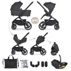 Petite & Mars Kombinált Babakocsi Scout 3 az 1-ben Antracit Moon Core Pro i-Size – NaturalBabyShop részletes termékkép és vásárlási információ