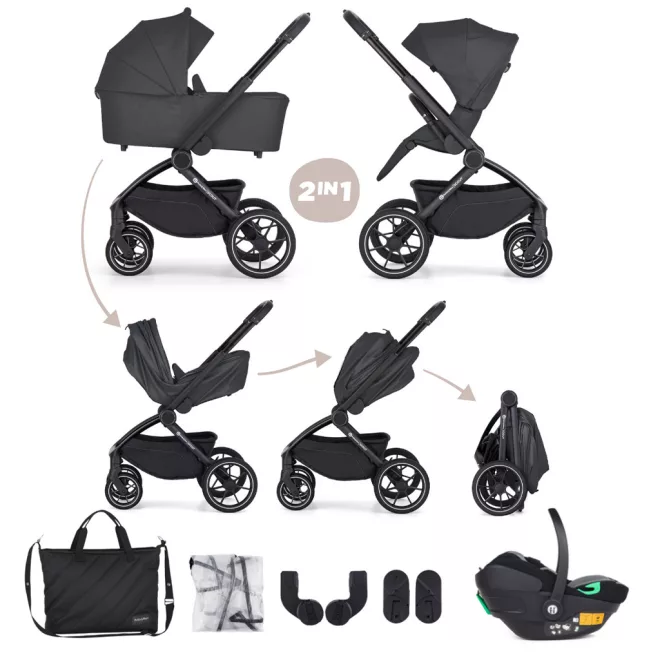 Petite & Mars Kombinált Babakocsi Scout 3 az 1-ben Antracit Moon Core Pro i-Size – NaturalBabyShop részletes termékkép és vásárlási információ