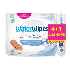   WaterWipes Nedves Törlőkendő Csomag 4x60 db + Soothing Clean Levendulás Törlőkendő 60 db – Bőrbarát Babaápolás Újszülött Kortól