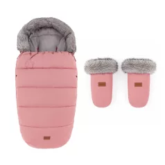 Petite & Mars Comfy 4in1 Téli Bundazsák Szett + Babakocsi Kézmelegítő Fjora Old Rose – Meleg, Vízálló Téli Kialakítással