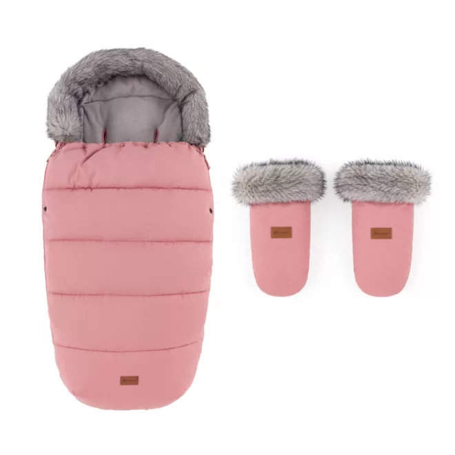 Petite & Mars Comfy 4in1 Téli Bundazsák Szett + Babakocsi Kézmelegítő Fjora Old Rose – Meleg, Vízálló Téli Kialakítással