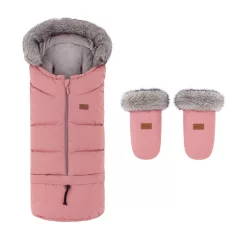 Petite & Mars Arctic 4in1 Téli Bundazsák Szett + Babakocsi Kézmelegítő Fjora Old Rose – Meleg, Vízálló Téli Kialakítással