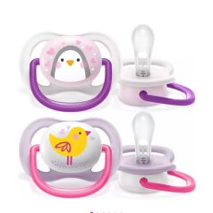   Philips Avent Ultra Air Játszócumi Állatos 0-6 Hónapos Korosztály Pink Lila Lányos Kivitel 2db (SCF080/06)
