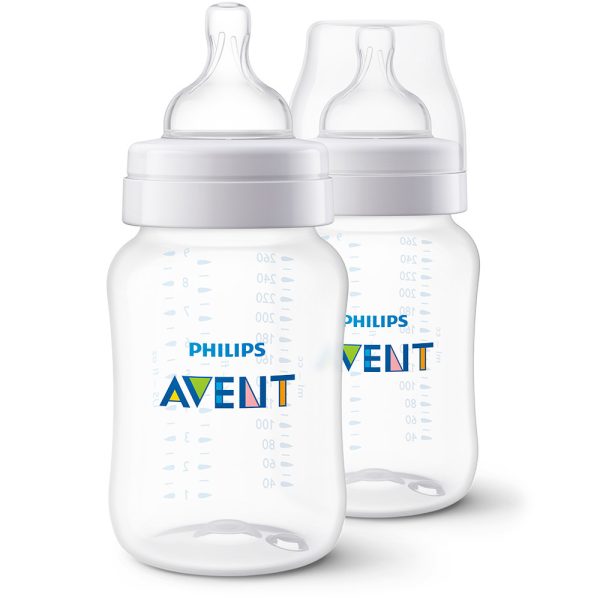 Philips Avent Anti-Colic Cumisüveg Hasfájás Megelőző Szeleprendszerrel 1 Hónapos Kortól 2db 260ml (SCY103/02)