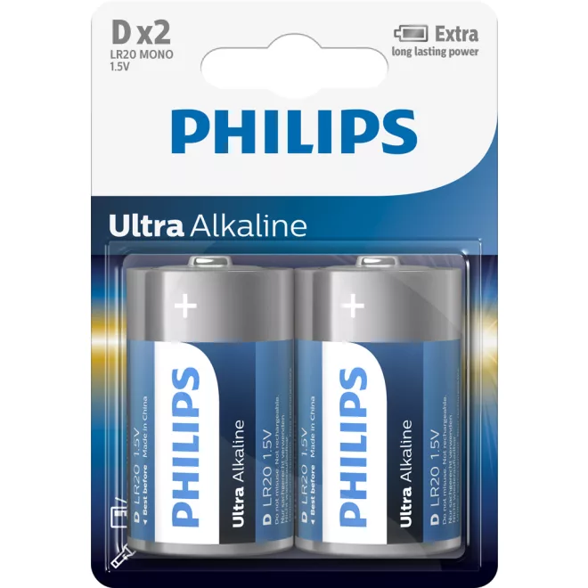 Philips LR20E2B/10 Góliát Elem 2db - Tartós Energiaellátás Játékokhoz és Háztartási Készülékekhez