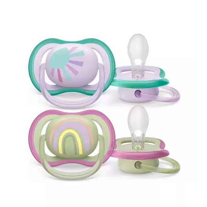 Philips Avent Ultra Air Neutral Játszócumi 0-6 Hónapos Korosztály Szivárvány Minta Lányoknak 2db (SCF085/59)