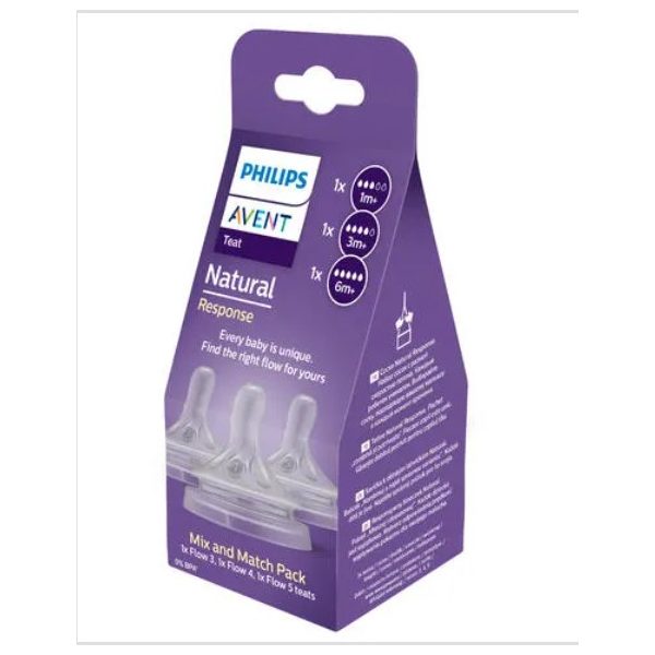 Philips Avent Natural Response Etetőcumi Mix 3db (SCY960/03) 1hó+, 3hó+, 6hó+ - Szivárgásmentes, Mellformájú, Anti-Kólika Szeleppel