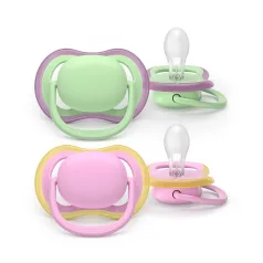   Philips Avent Játszócumi Ultra Air Rózsaszín/Zöld 6-18 Hónapos Lányoknak 2db (SCF087/12) Extra Szellőző Szilikon Cumi