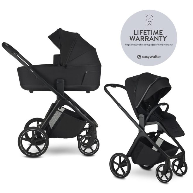 EasyWalker Zoey Sport Babakocsi Pure Black - Kompakt Méret, Könnyű Kezelhetőség