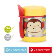   Skip Hop Zoo Ételtermosz Kanállal és Villával Majom Mintás 325ml - Rozsdamentes Acél, Duplafalú, BPA-mentes Ételtároló 3 Éves Kortól