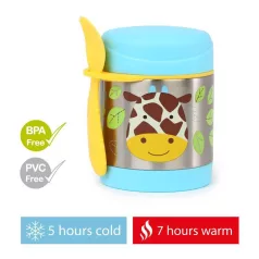   Skip Hop Zoo Ételtermosz Kanállal és Villával Zsiráf Mintás 325ml - Rozsdamentes Acél, Duplafalú, BPA-mentes Ételtároló 3 Éves Kortól