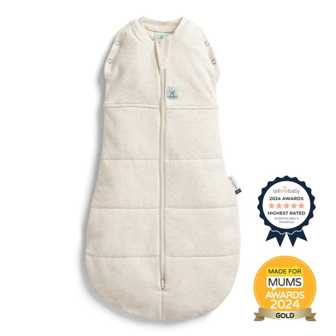 Ergopouch Cocoon 2 az 1-ben Bebújós és Alvózsák Oatmeal Marle 6-12 hó (8-10kg) 2.5 TOG - Meleg Téli, Biztonságos Alváshoz