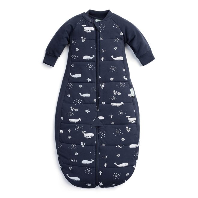 Ergopouch Organic Cotton Suit 2 az 1-ben Alvózsák és Kezeslábas Whale 3-12 hó (6-12kg) 2.5 TOG - Meleg Téli, Szabad Mozgás, Biztonságos Alváshoz