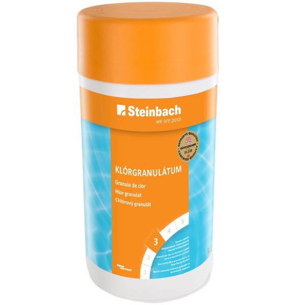 Steinbach Aquacorrect Klórgranulátum 56% - Gyorsan Oldódó Medence Fertőtlenítőszer, 1kg Chloregranulat Algák és Baktériumok Ellen, Kristálytiszta Vízért