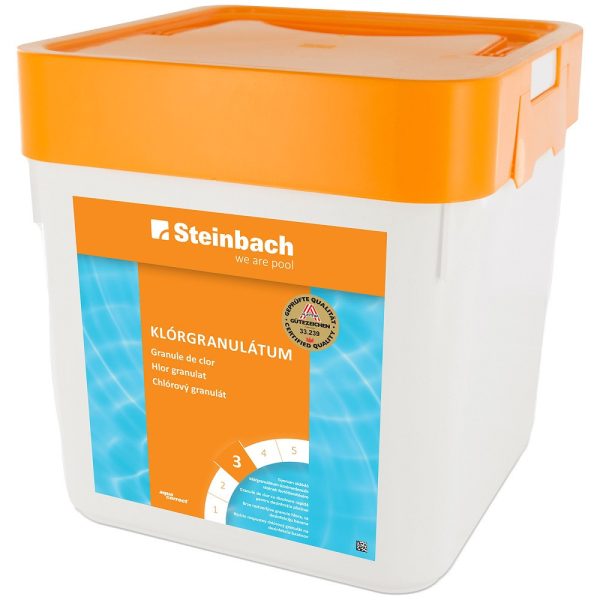 Steinbach Aquacorrect Klórgranulátum 56% - 5kg Gyorsan Oldódó Chloregranulat Medencékhez, Hatékony Fertőtlenítés Algák és Baktériumok Ellen, Tiszta és Higiénikus Vízért