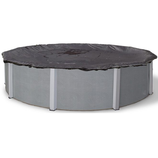 Deluxe PE Téli Védőtakaró Kerek Fémpalástos Medencéhez D4.5m - Fekete Színű Erős Fedés UV- és Fagyálló Kivitelben Őszi-Téli Medencevédelemhez