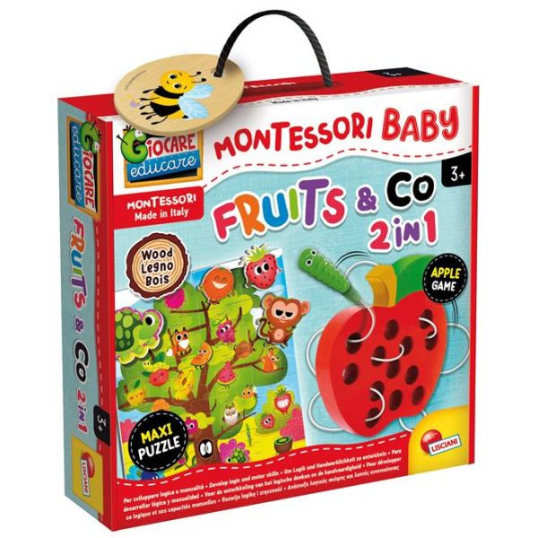 Montessori Baby 2az1-ben Kézségfejlesztő Játék Gyümölcsök Puzzle