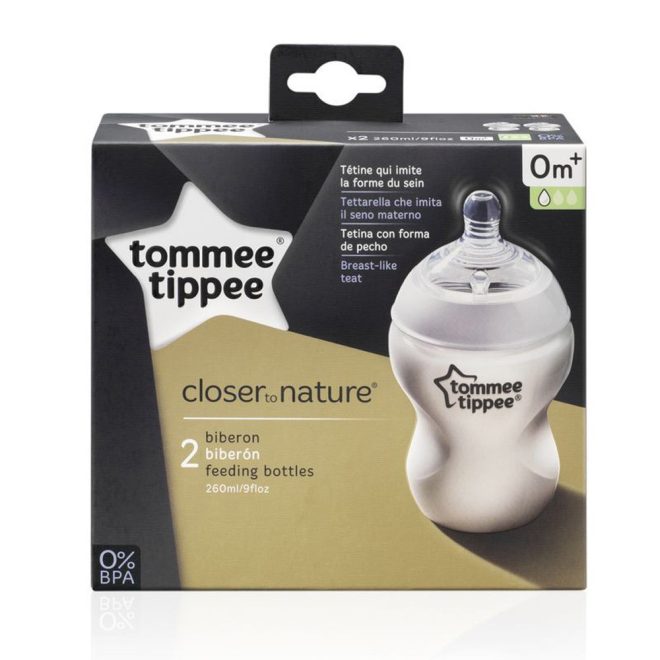 Tommee Tippee CTN Cumisüveg Duo Szett 2x260ml - Átlátszó - BPA Mentes Újszülötteknek