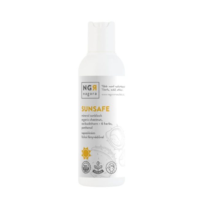 Nagora SUNSAFE Napozókrém Fizikai Fényvédővel Természetes SPF30+ Védelem Bio Homoktövissel és 8 Gyógynövénnyel 100ml
