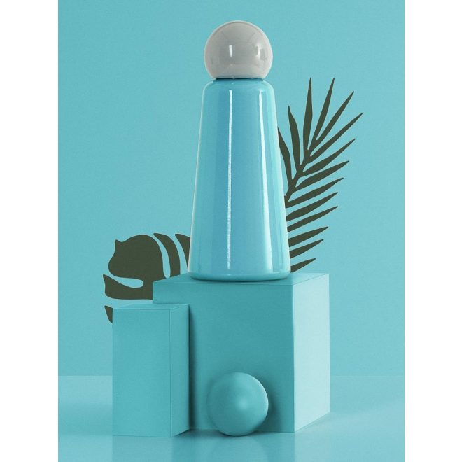 LUND Skittle Original Acél Kulacs 500ml Égkék/Világosszürke - BPA Mentes, Duplafalú Hőszigetelés, 24 Órán Át Hidegen és 12 Órán Át Melegen Tart