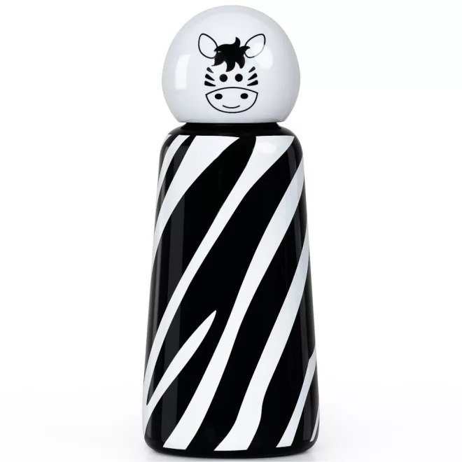 LUND Skittle Mini Acél Kulacs 300ml Zebra - BPA Mentes, Duplafalú Hőszigetelés, 24 Órán Át Hidegen és 12 Órán Át Melegen Tart