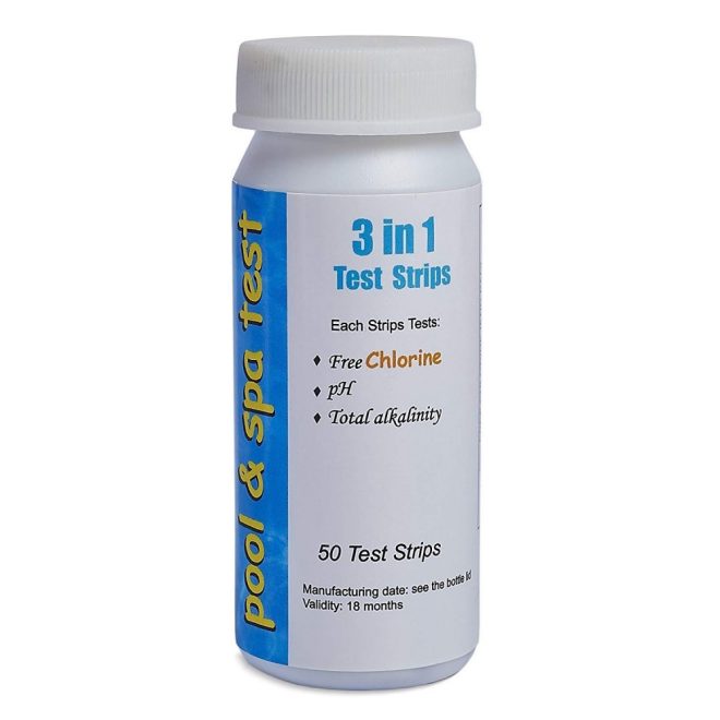 Medence Vízminőség Tesztcsík Készlet 50db - Szabad Klór, pH és Lúgosság Mérő Gyors Tesztcsíkok Medencékhez és Fürdővizekhez