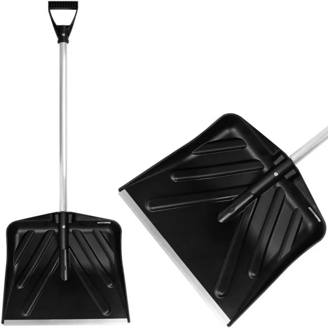 Strend Pro Ansnow P9 Hólapát 43,5x39cm - Alumínium Nyelű, Erős Műanyag Lapát, Összeszerelve, Téli Hóeltakarításhoz