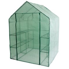   Strend Pro Garden Melegágy x098 142x142x193cm - 4 Polcos, UV-álló PE Fólia, Stabil Fémváz, Feltekerhető Nyílással