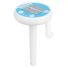   Strend Pro Poolx Digitális Medencehőmérő - Vízálló LCD Hőmérő Tavakhoz és Medencékhez, Celsius és Fahrenheit Kijelzéssel, Rögzítőzsinórral