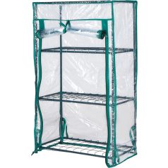   Strend Pro Garden Palántanevelő Üvegház 46x24x80cm - 3 Polcos, Fóliaborítású Mini Fóliasátor Palántákhoz