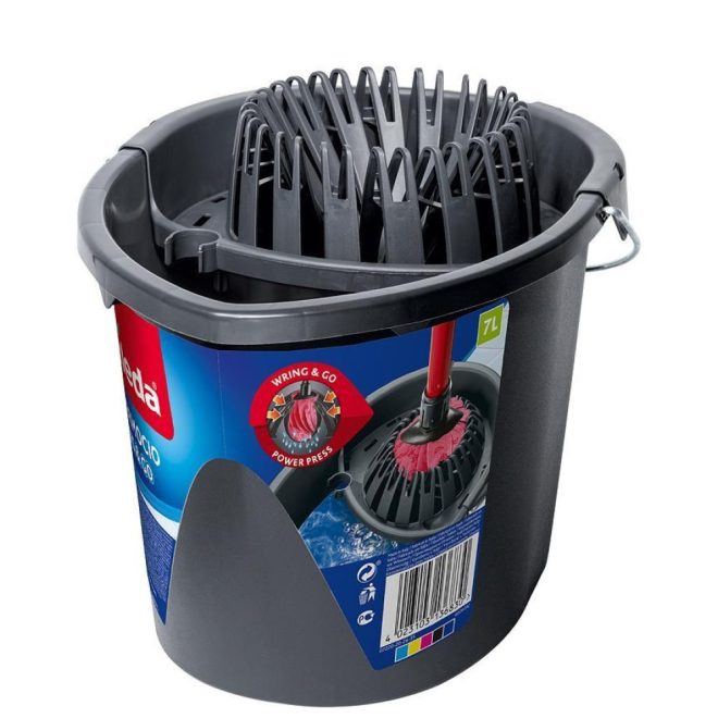 Vileda Supermocio Wring & Go Felmosó Vödör 7.5 Liter Piros-Szürke Csavarókosárral Újrahasznosított Anyagból - Kényelmes Kicsavarás és Egyszerű Használat