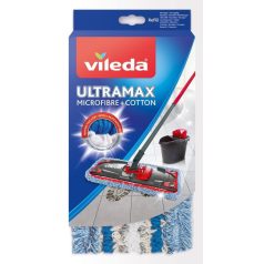   Vileda Ultramax Micro+Cotton Felmosó Szett Pótfej Csere Tartozék Mikroszálas-Pamut Keverék Ultramax és Ultramax TURBO Kompatibilis 60 °C-On Mosható - Hatékony Felmosás minden Háztartásban
