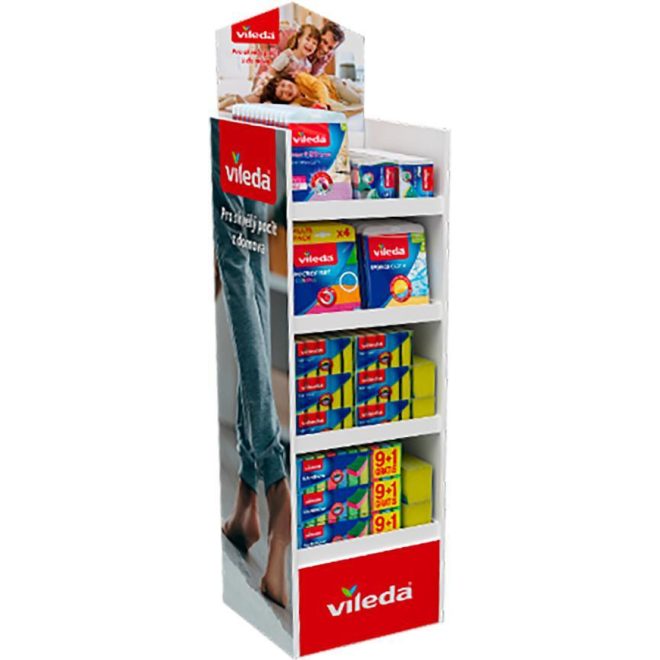 Vileda ATF Display Kicsi+Ultramax Complete Set Box Felmosó Szett Állvány 150cm Polcszélesség 40cm Karton - Ideális Kihelyezéshez és Átlátható Bemutatáshoz