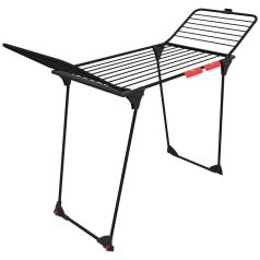   Vileda King Ultimate Ruhaszárító 20 Méter Szárítási Terület Fekete Extra Vastag Huzalokkal Stabil Acél-Alumínium Vázzal Dőlésálló Kialakítással - Praktikus Szárítás és Helytakarékos Tárolás