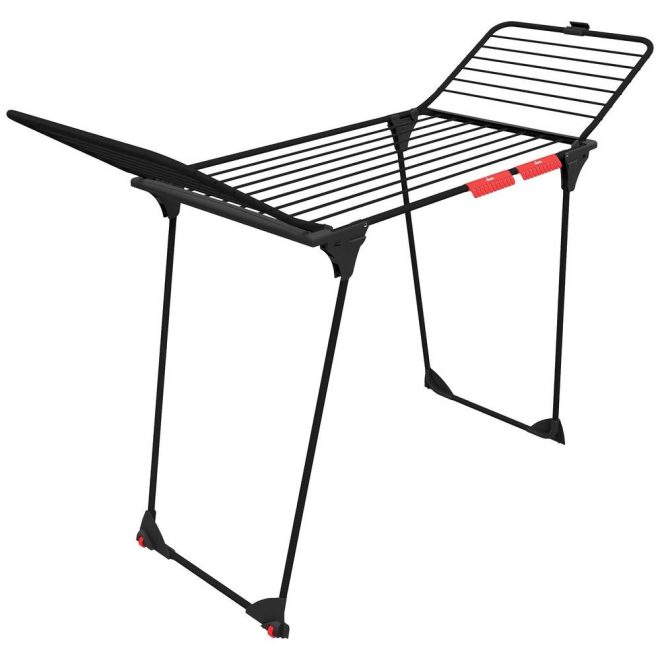 Vileda King Ultimate Ruhaszárító 20 Méter Szárítási Terület Fekete Extra Vastag Huzalokkal Stabil Acél-Alumínium Vázzal Dőlésálló Kialakítással - Praktikus Szárítás és Helytakarékos Tárolás