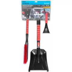   Strend Pro Prémium Autós Hó- és Jégeltávolító Készlet 3db - Teleszkópos Lapát 79–99cm, Jégkaparó és Hóseprű, EVA Hab Markolattal, Téli Autóápoláshoz