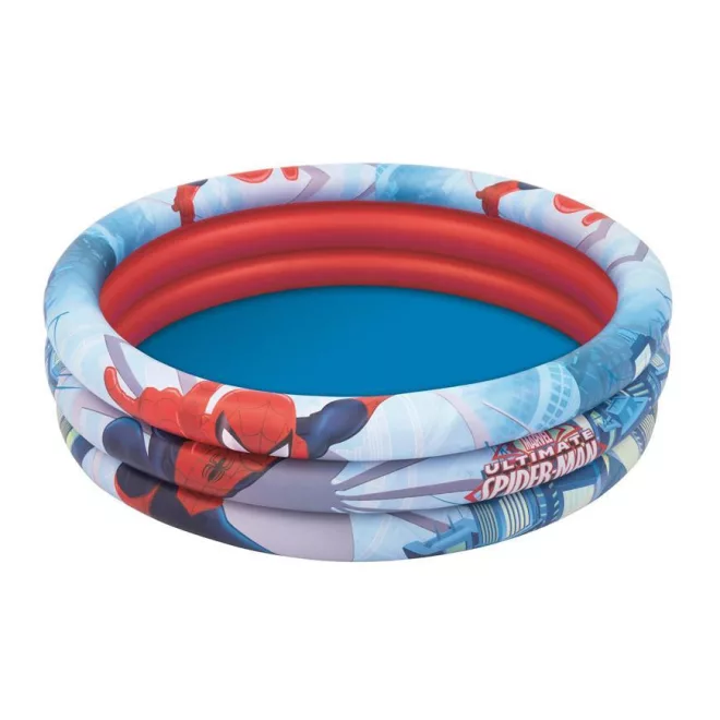 Bestway Spider-Man Felfújható Gyermekmedence 122x30cm (98018) - Marvel Mintás Pancsoló Kisgyermekeknek, Strapabíró és Színes Kültéri Medence