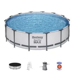   Bestway Steel Pro Max Csővázas Medence Szett 427x107cm - Önfeledt Kerti Pancsoláshoz és Családi Nyári Kikapcsolódáshoz (Bestway 56950)