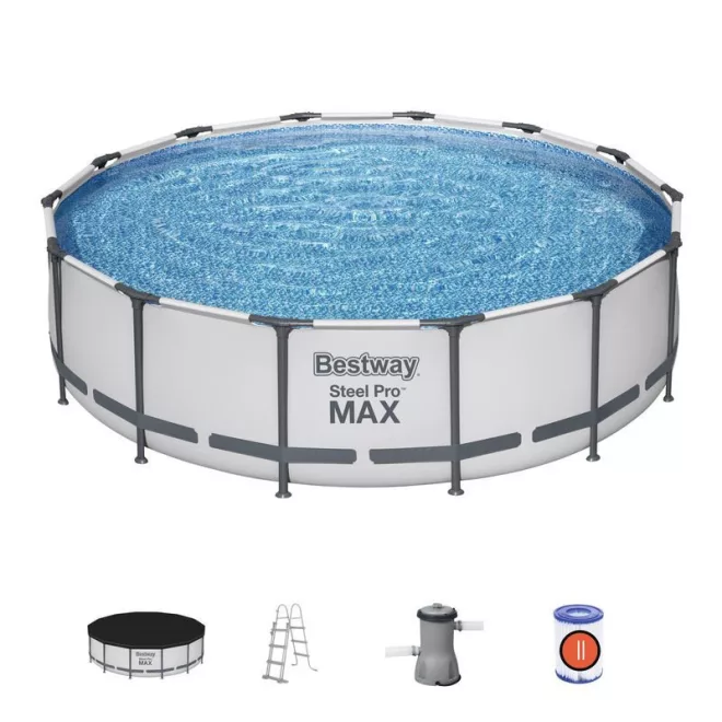 Bestway Steel Pro Max Csővázas Medence Szett 427x107cm - Önfeledt Kerti Pancsoláshoz és Családi Nyári Kikapcsolódáshoz (Bestway 56950)