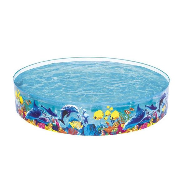 Bestway Fill 'N Fun Odyssey Gyermekmedence 244x46cm (55031) - Merevfalú Medence Vidám Mintával, Strapabíró Kültéri Pancsoló Kicsiknek
