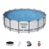 Bestway Steel Pro Max Csővázas Medence Szett 488x122cm Papírszűrővel, Létrával és Takaróponyvával - Kényelmes Családi Fürdőzéshez és Egyszerűbb Vízkezeléshez (Bestway 5612Z)