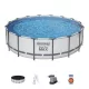 Bestway Steel Pro Max Csővázas Medence Szett 488x122cm Papírszűrővel, Létrával és Takaróponyvával - Kényelmes Családi Fürdőzéshez és Egyszerűbb Vízkezeléshez (Bestway 5612Z)