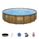 Bestway Power Steel Csővázas Medence Szett 549x122cm Papírszűrővel, Létrával, Takaróponyvával és ChemConnect Adagolóval - Kényelmes Családi Fürdőzéshez és Egyszerűbb Vízkezeléshez (Bestway 56977)