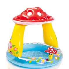   Intex Mushroom Baby Pool Felfújható Gyermekmedence 102x89cm (57114) - Gombatetős Árnyékolós Pancsoló Kicsiknek, Vidám és Biztonságos Medence Kültérre