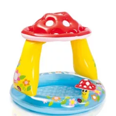   Intex Mushroom Baby Pool Felfújható Gyermekmedence 102x89cm (57114) - Gombatetős Árnyékolós Pancsoló Kicsiknek, Vidám és Biztonságos Medence Kültérre